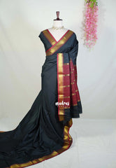Ebony Black - Sico Gadwal Semi Silk Saree with Gadwal Border - Best for Wedding Functions