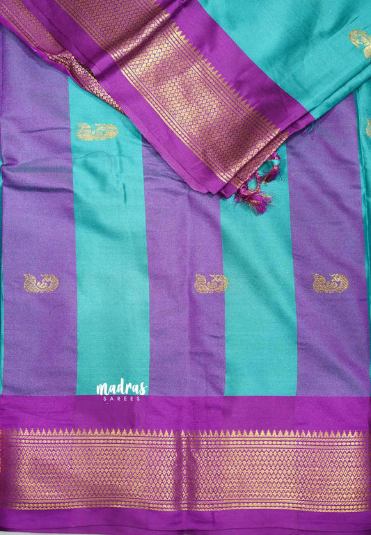 Sico Gadwal Royal seablue with Magenta