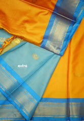 Sico Gadwal golden yellow with dark sky blue border