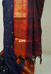 Midnight Blue - Sico Gadwal Semi Silk with Zari Border - Best for Wedding Functions