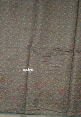 Grey - Silk Linen Floral Prints with Tiny Border