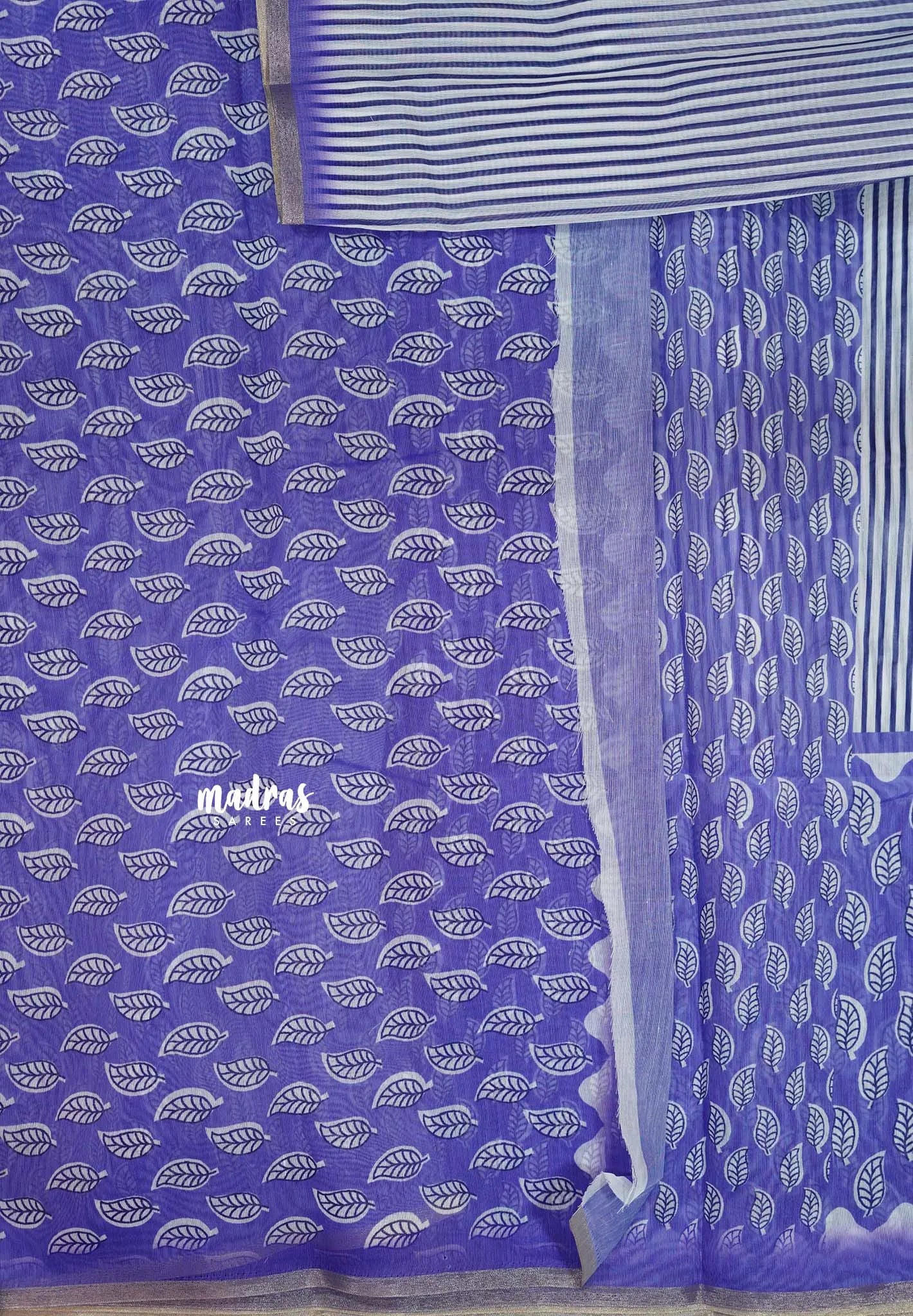 Lavender Purple - Silk Linen saree with Stripes in Body
