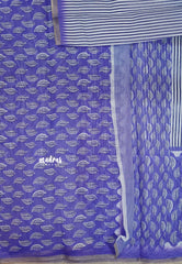 Lavender Purple - Silk Linen saree with Stripes in Body