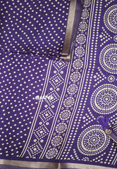 Silky Georgette with bhandani buttas - Violet blue