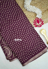 Silky Georgette with bhandani buttas - Wine red