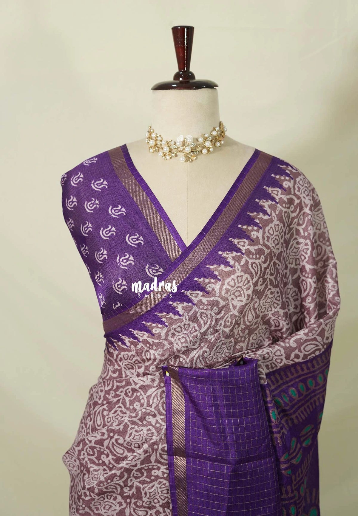 Soft Brown Glow - Silky Georgette with batik prints