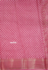 Rose Pink Glow - Silky Georgette with Ikkat Prints and Zari Border