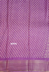 Magenta Purple - Silky Georgette with Ikkat Prints and Zari Border