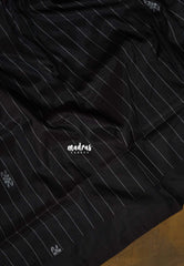 Deep Chocolate Brown (Not Black) - Sinamika Vegan Silk Chinnala Pattu Stripes Weaving with Buttas - Perfect for Festive Wear