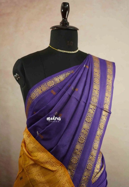 Sinamika Chinnala pattu traditional rettapet border - Purple