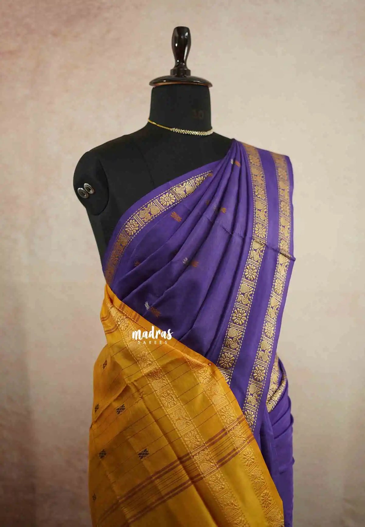 Sinamika Chinnala pattu traditional rettapet border - Purple