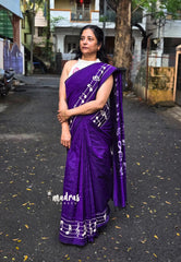 Violet Purple - sindhu bhairavi - Madras Margazhi Special Handpainted Bamboo Cotton Saree with music notes