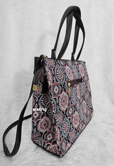 Multicolor - Trendy Ajrakh single partition handbag / office bag - MS7 Brand