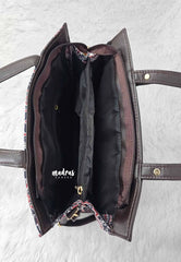 Multicolor - Trendy Ajrakh single partition handbag / office bag - MS7 Brand