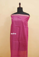 Yellow with Magenta Pink - Sithara - Semi Tussar saree Golden zari Checks in body with Contrast Pallu and blouse