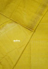 Golden Yellow - Sithara - Semi Tussar saree Golden zari Checks in body with Zari Border