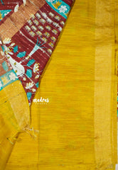 Magic Mustard Yellow - Sithara - Semi Tussar saree with kalamkari prints