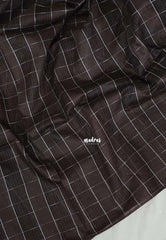 Dark Chocolate Brown - Sithara - Semi Tussar Saree Kota Weaving Fusion Saree - Best for Office Wear | Casual Wear