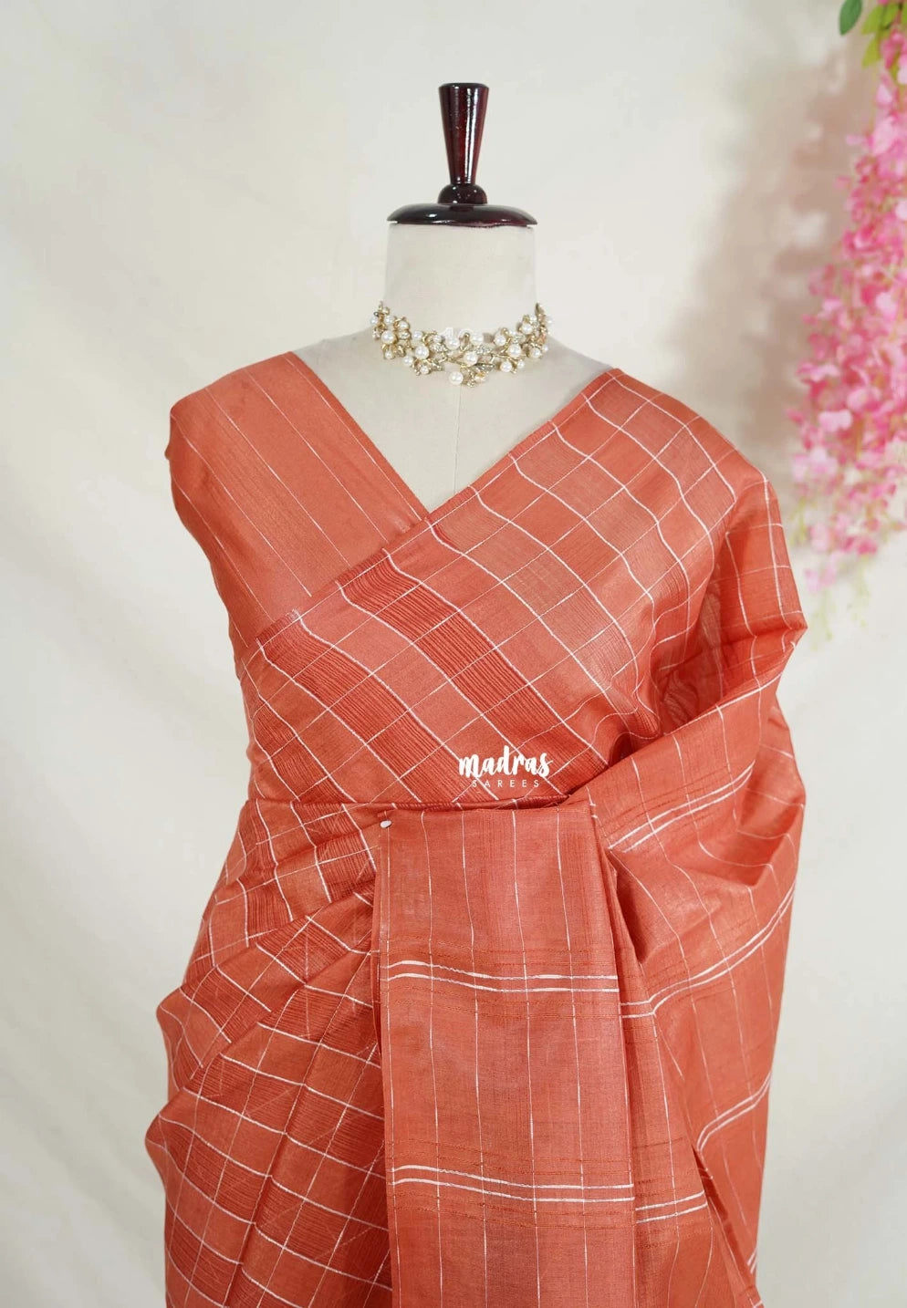 Terracotta  - Sithara - Semi Tussar Saree Kota Weaving Fusion Saree - Best for Office Wear | Casual Wear