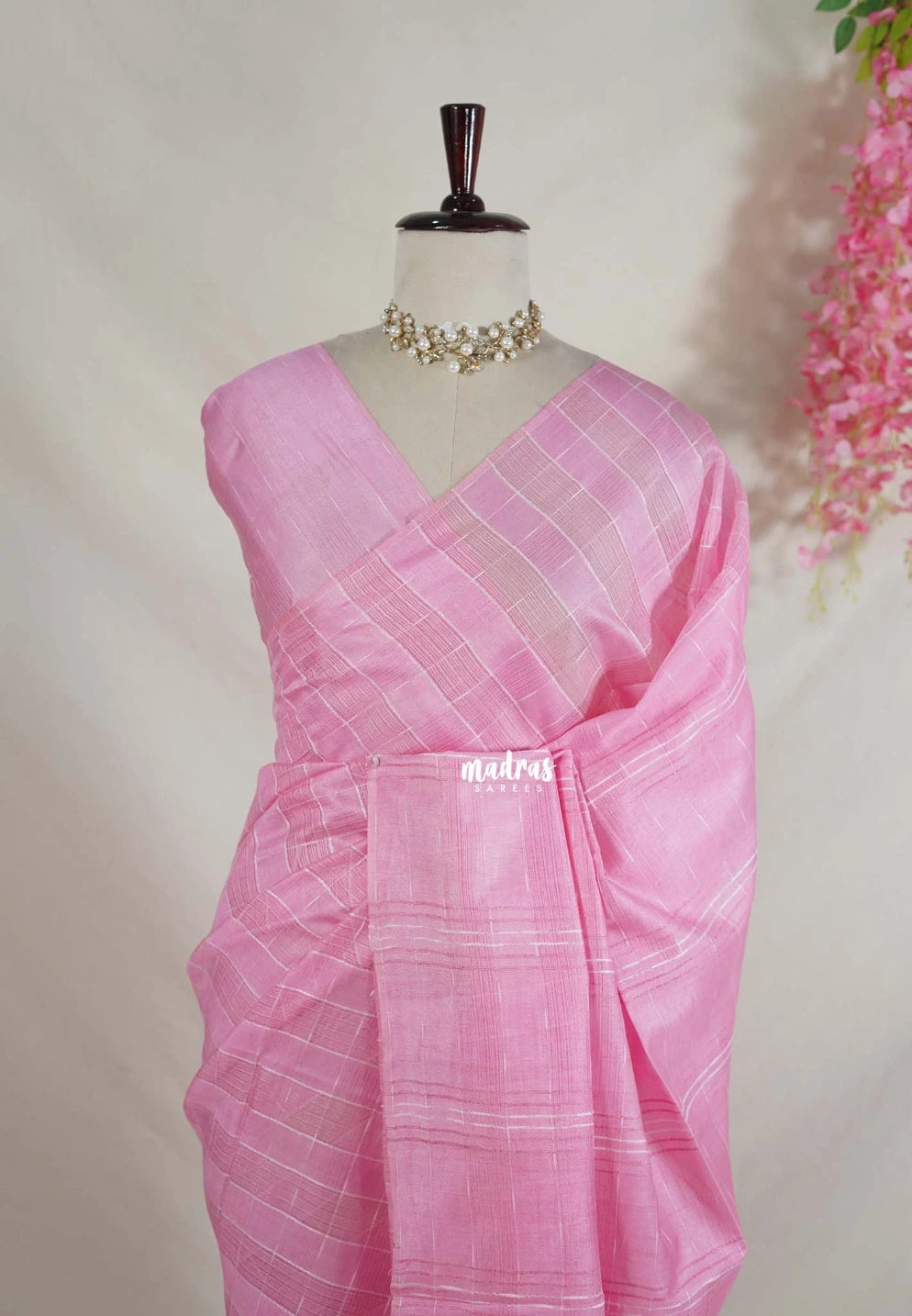 Rose Pink - Sithara - Semi Tussar Saree Kota Weaving Fusion Saree - Best for Office Wear | Casual Wear
