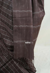 Dark Chocolate Brown - Sithara - Semi Tussar Saree Kota Weaving Fusion Saree - Best for Office Wear | Casual Wear