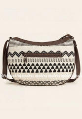 Ivory Cream and Black - MS7 - Most Viral Moon Shape Sling / Jute Shoulder Bag - Best for Office / College / Outtings