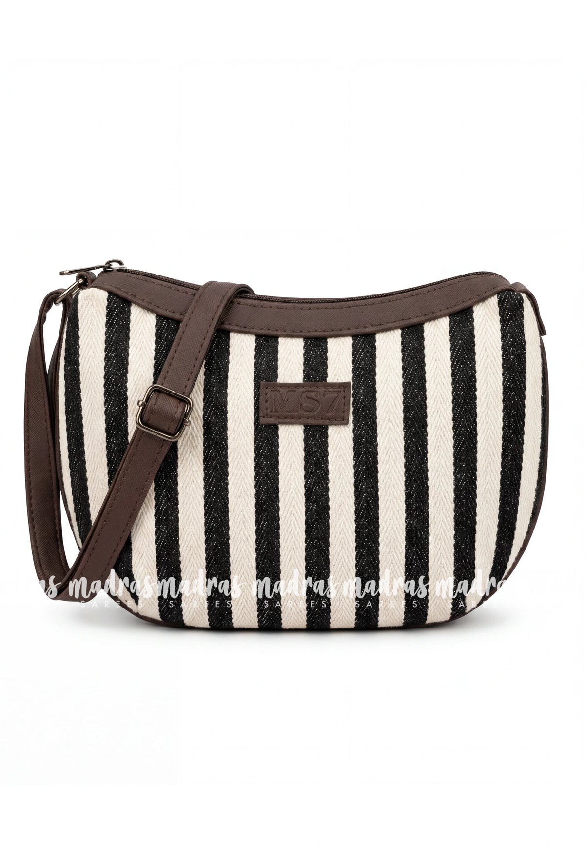 Ivory Cream and Black - MS7 - Most Viral Moon Shape Sling / Jute Shoulder Bag - Best for Office / College / Outtings