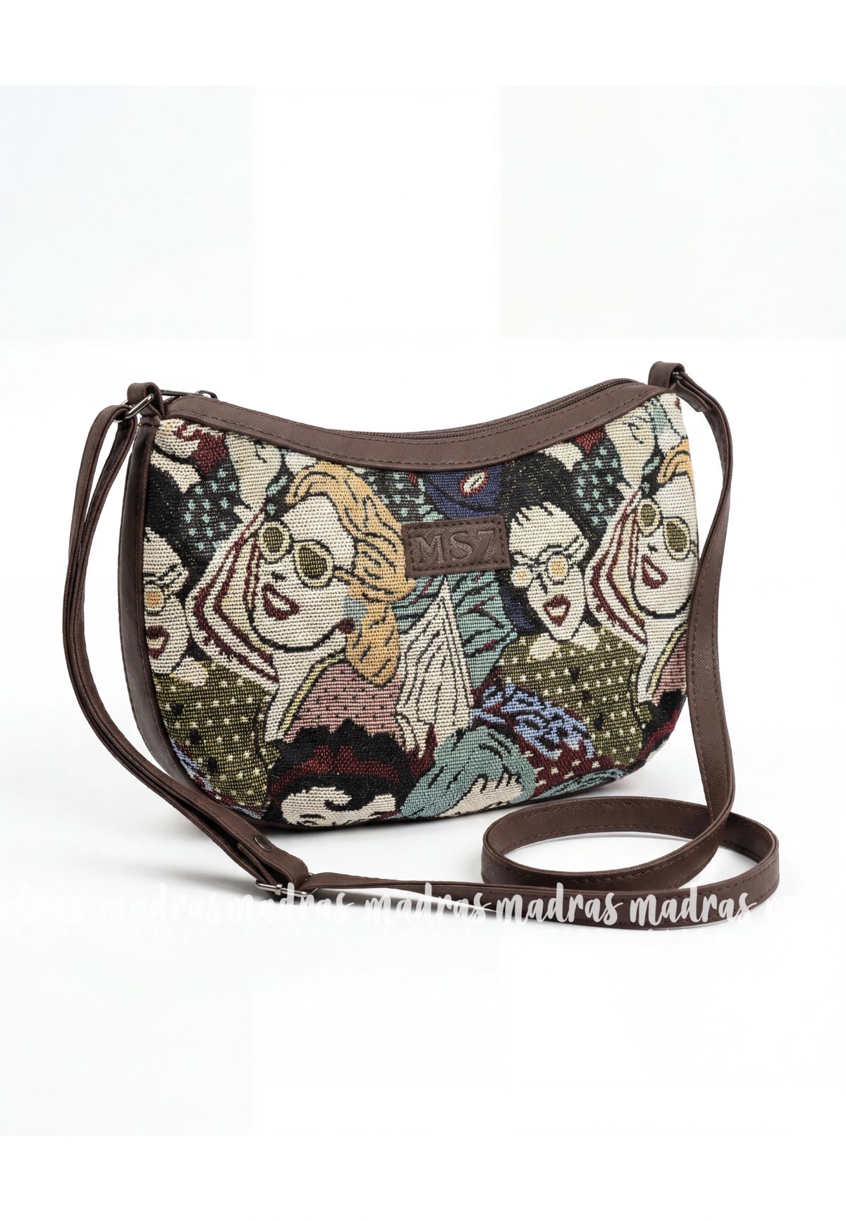 Multicolor - MS7 - Most Viral Moon Shape Sling / Jute Shoulder Bag - Best for Office / College / Outtings