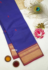 Karthigai silk cotton Bavanji border - MS Blue