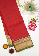 Karthigai silk cotton Bavanji border - Dark Red