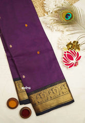 Karthigai silk cotton small border with mayil - Purple