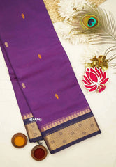 Karthigai silk cotton small border with zigzag border - Purple