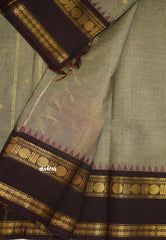 Karthigai silk cotton rettapeta rudraksham border - Grey with black border