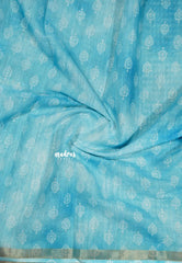 Sky Blue - Soft linen cotton with small zari border
