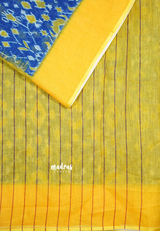 MS Blue - Soft linen cotton with ikkat prints
