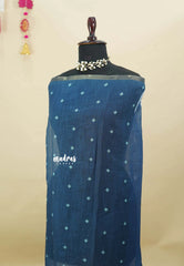 Ocean Indigo - Soft Linen Cotton with ikkat Prints - Best for Office Wear