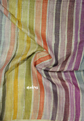 Olive Green - Soft linen cotton with multicolor pop border