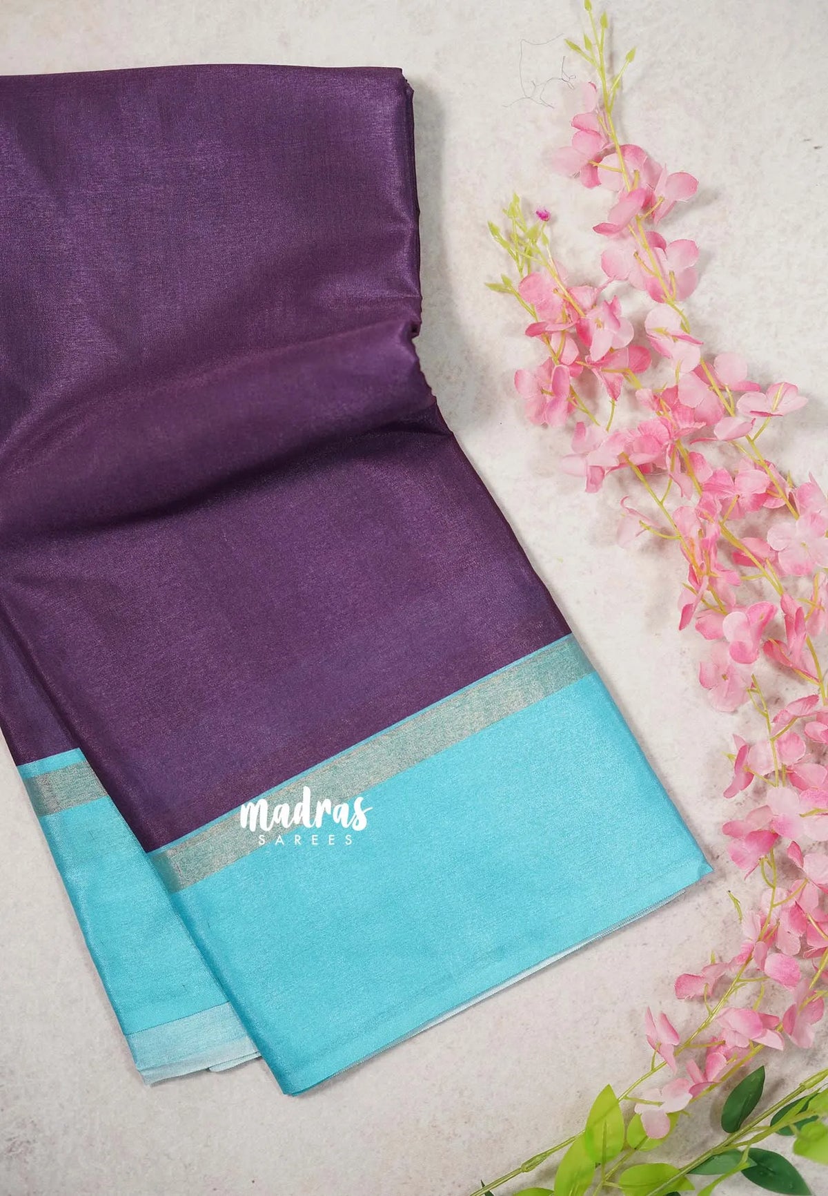 Royal Purple - Ananya - Soft Mangalore Silk Plain Saree with Skirt Border - Best for Office Wear