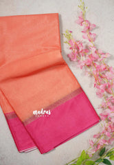 Peach Orange - Ananya - Soft Mangalore Silk Plain Saree with Skirt Border - Best for Office Wear