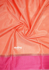 Peach Orange - Ananya - Soft Mangalore Silk Plain Saree with Skirt Border - Best for Office Wear