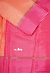 Peach Orange - Ananya - Soft Mangalore Silk Plain Saree with Skirt Border - Best for Office Wear