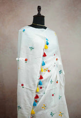 (PRE BOOKING) Soft Mul cotton with embroidery flowers - Pure white