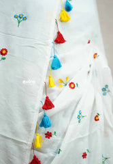 (PRE BOOKING) Soft Mul cotton with embroidery flowers - Pure white