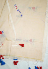 Powder Peach - Soft Mul cotton I love Kolkata Embroidery saree - Best for Regular Wear