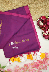 Magenta - Soft Mul cotton I love Kolkata Embroidery saree - Best for Regular Wear