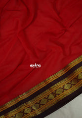 Tomato Red - Soft Mul cotton Plain Body with Mango Border - Perfect for Small Functions | summer wear | Casual wear