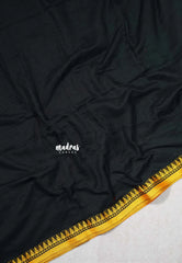 Jet Black - Soft Mul cotton Plain Body with Ganga Jamuna Border - Perfect for Office Wear | summer wear | Casual wear