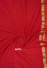 Chilli Red - Soft Mul Cotton Saree with Gini work