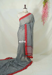 Black and White - Soft Mul cotton with Murberry Checks and No Blouse - Perfect for Office Wear | summer wear | Casual wear