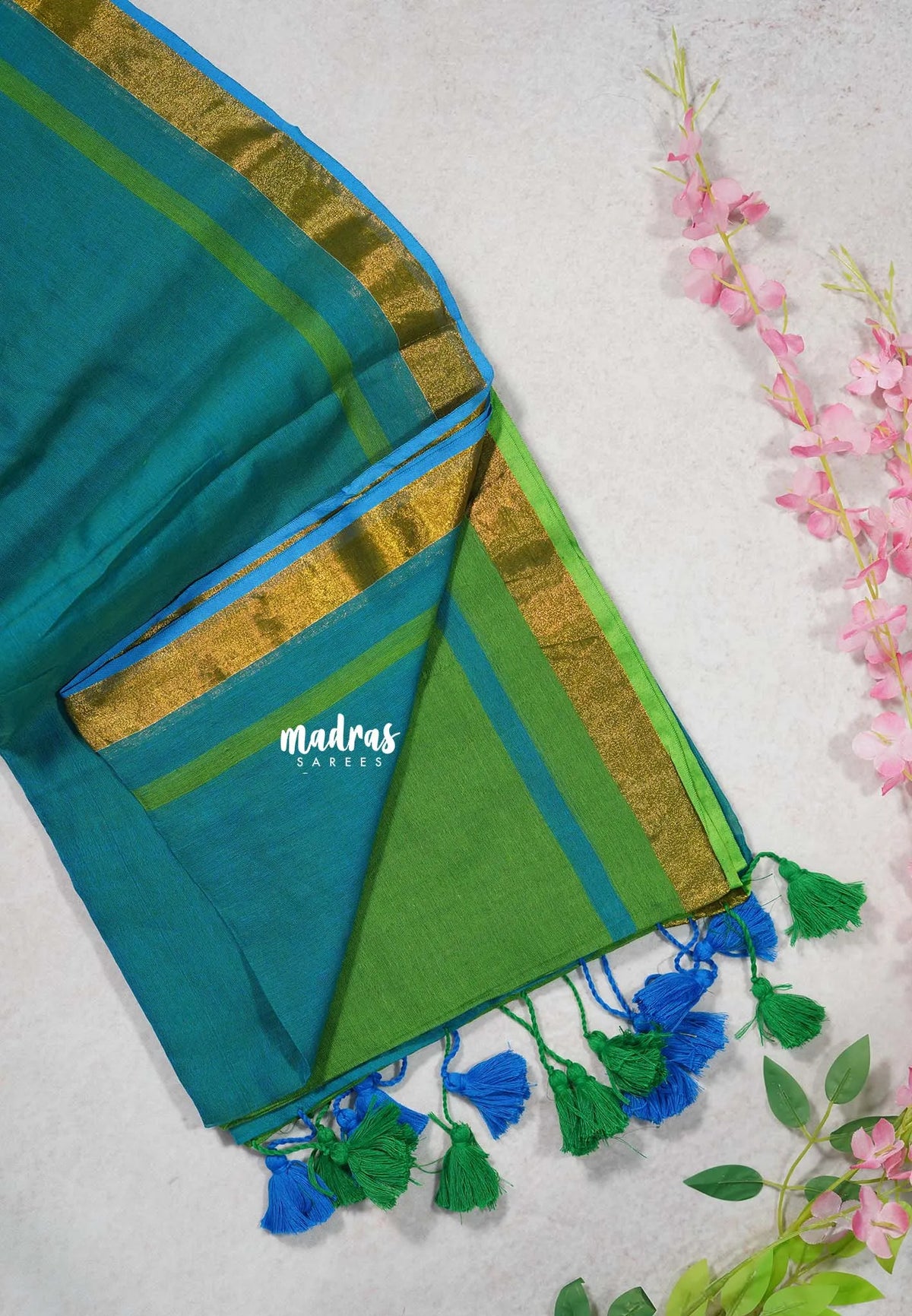Mint Mojito Duo - Soft Mul cotton with no Blouse Half and Half pattern saree no Blouse - Perfect for Office Wear | summer wear | Casual wear